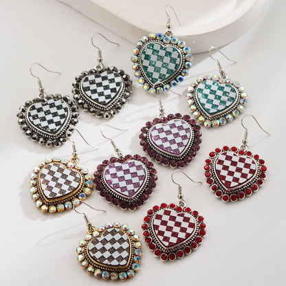 Trendy Heart-Shaped Earrings with Rhinestone Detail