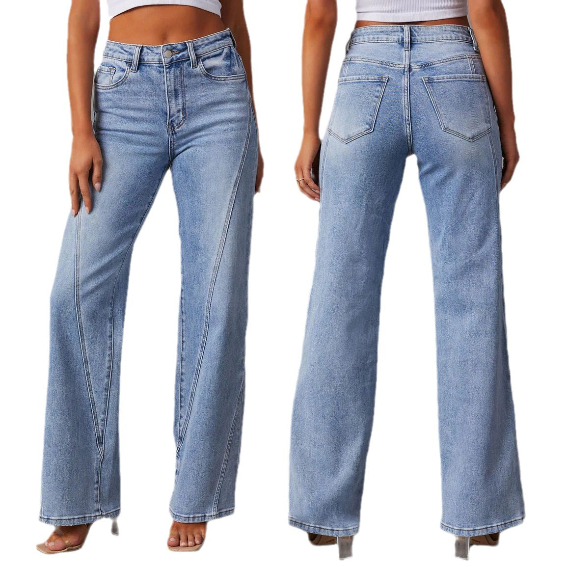 Casual Wide Leg Denim Pants for Women