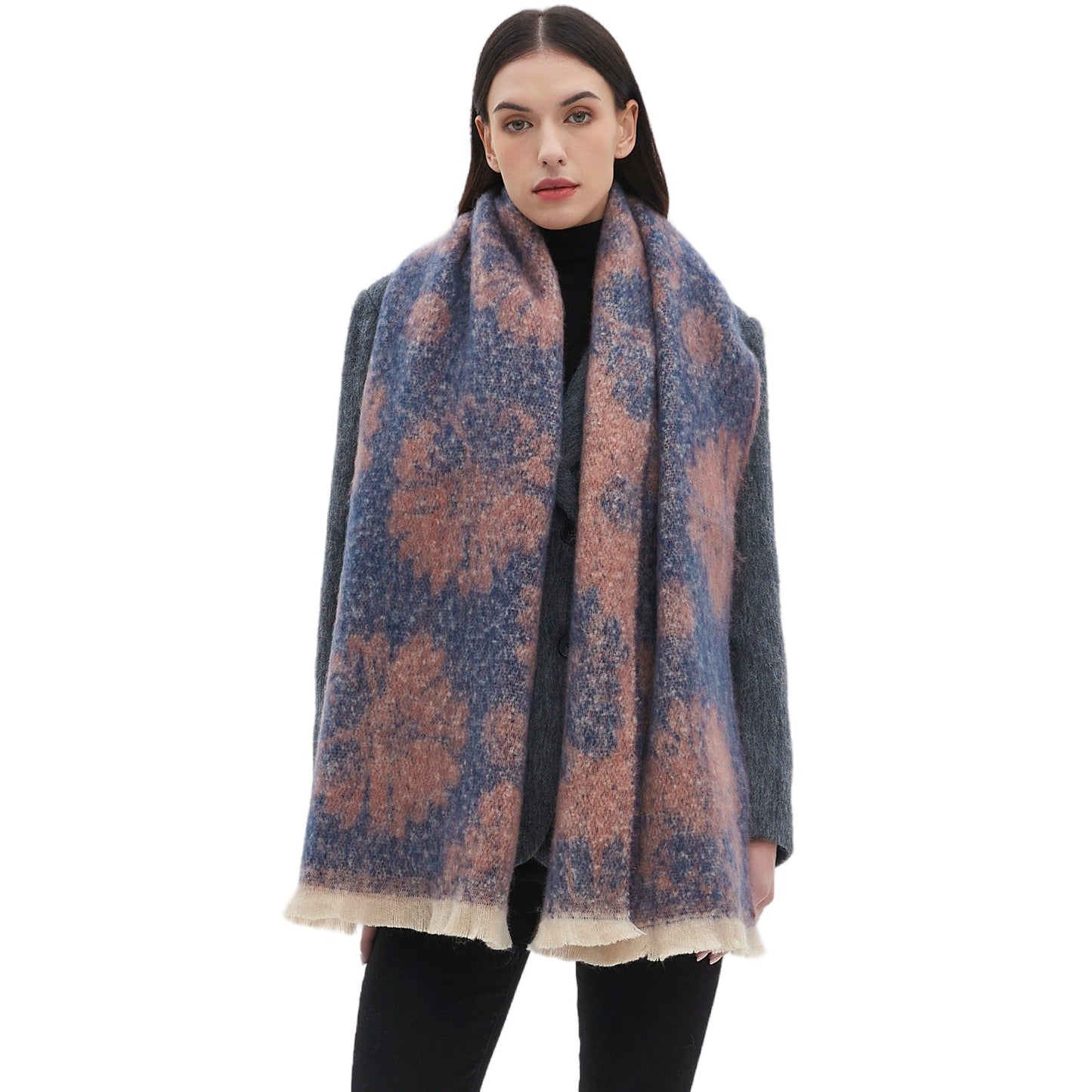 Floral Print Contrast Color Scarves