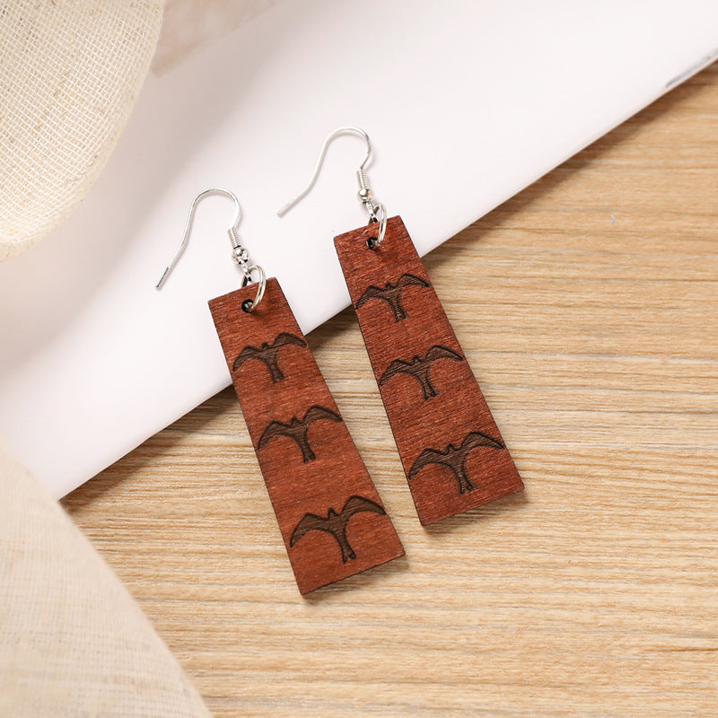 Minimalist Handmade Vintage Wooden Drop Earrings