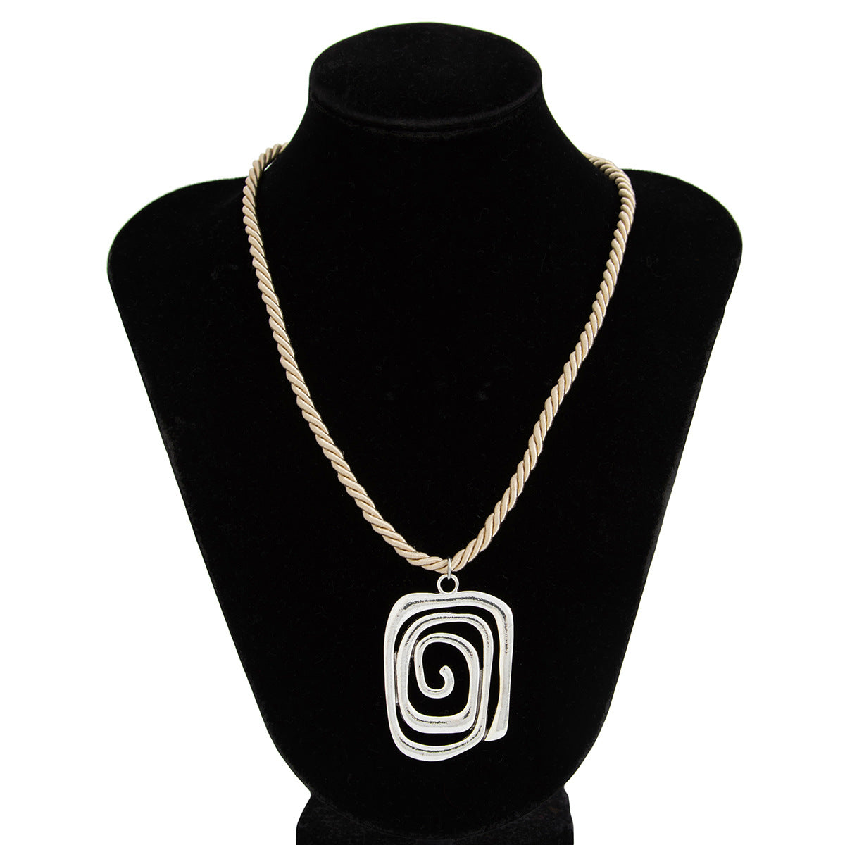 Exaggerated Metal Texture Five-Petal Flower Pendant Necklace Geometric Design