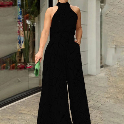 Trendy Floral Print Jumpsuit Stylish Casual High-Waisted Wide-Leg Pants