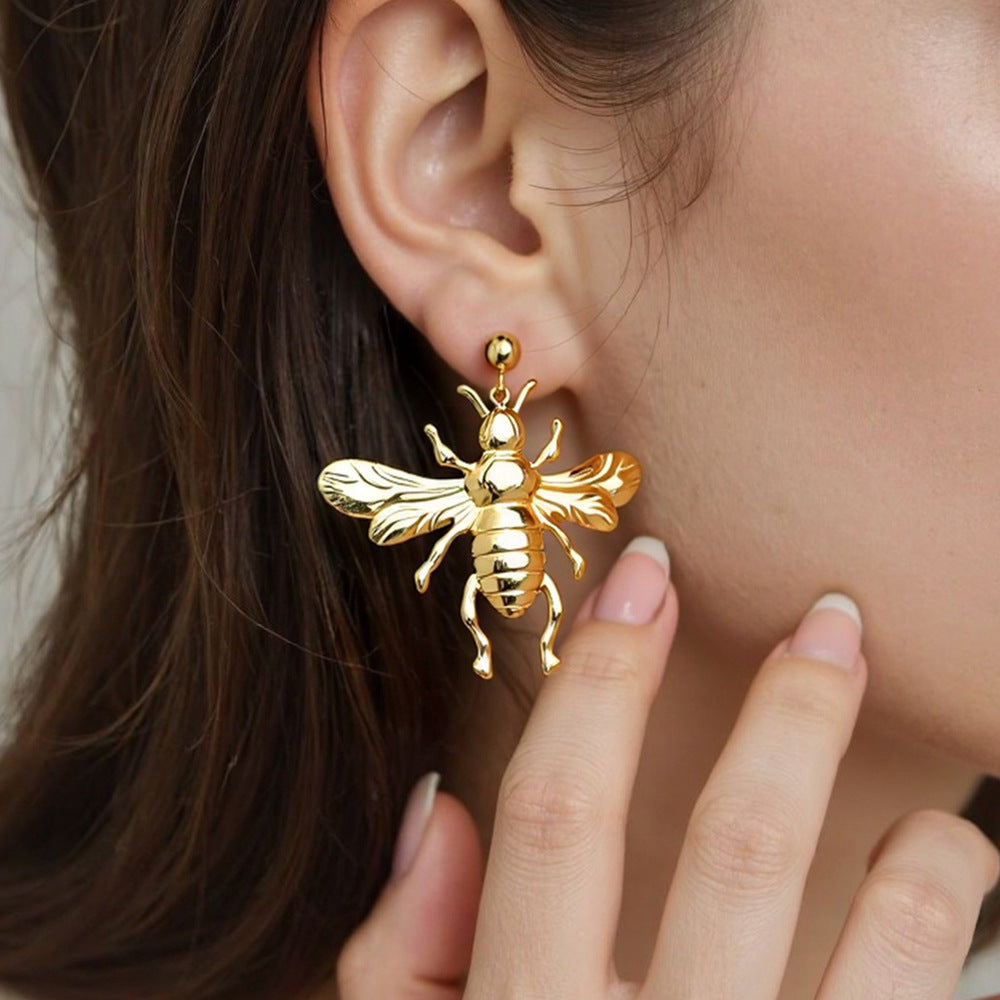 Stylish Bee Pendant DIY Earrings Stainless Steel Statement Earrings