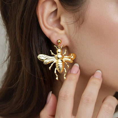 Stylish Bee Pendant DIY Earrings Stainless Steel Statement Earrings