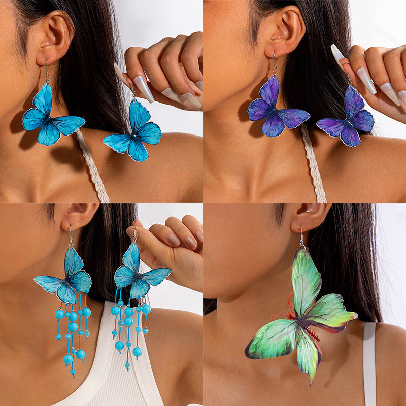 Colorful Butterfly Earrings Floral Design Acrylic Sweet Style