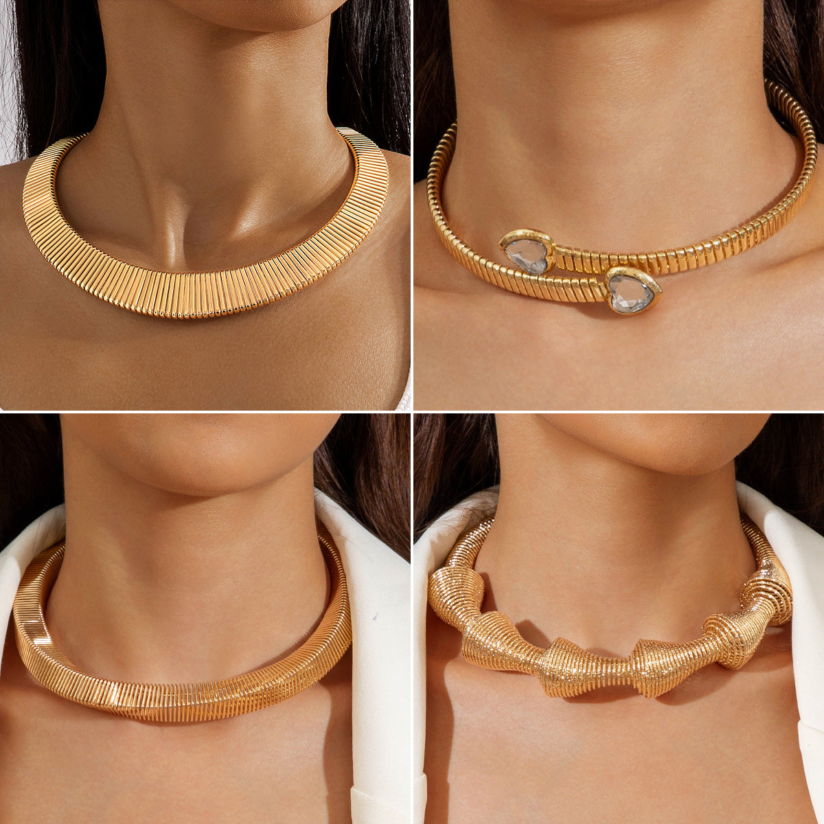 Trendy Geometric Metal Choker Necklace