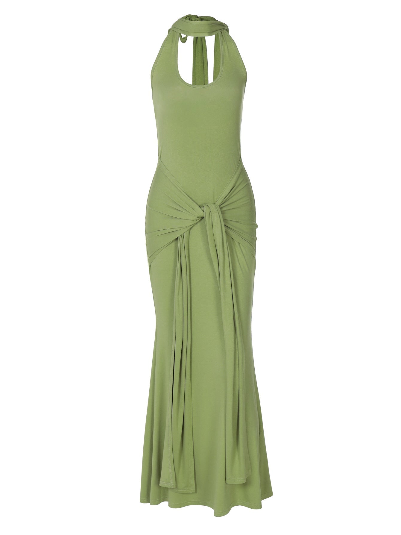 Elegant Backless Long Dress with Ribbons