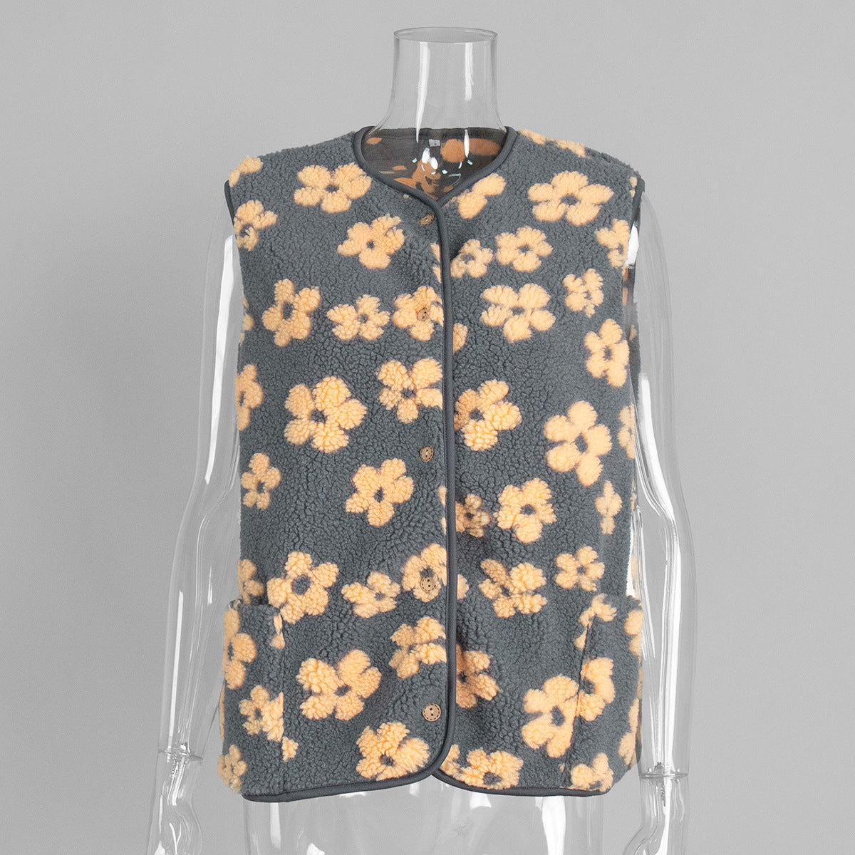 Floral Print Sleeveless Vest for Women Comfortable Casual Cardigan