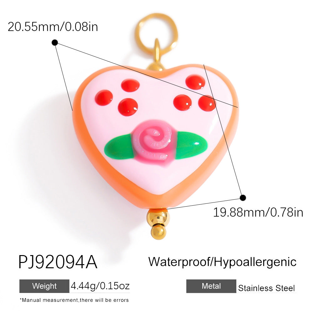 Hand-Painted DIY Jewelry Accessories Summer Dopamine Glass Heart Pendant