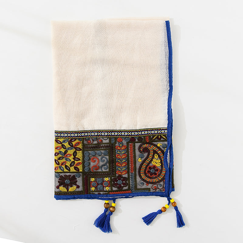 Ethnic Style Shawl Scarf Female Cotton Retro Embroidered Silk Scarf Spring And Autumn Versatile Embroidered Scarf