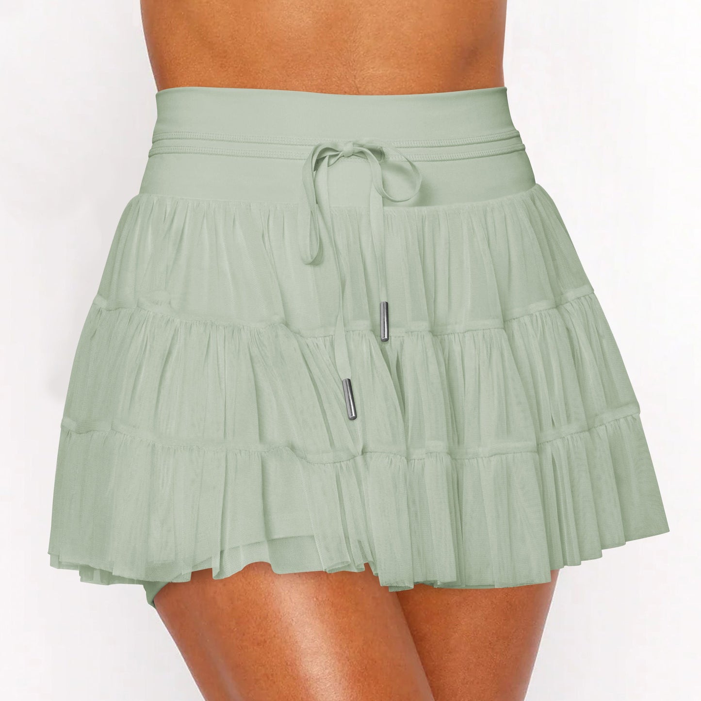 Soft Color-Block Lace-Up Skirt Pants for Women