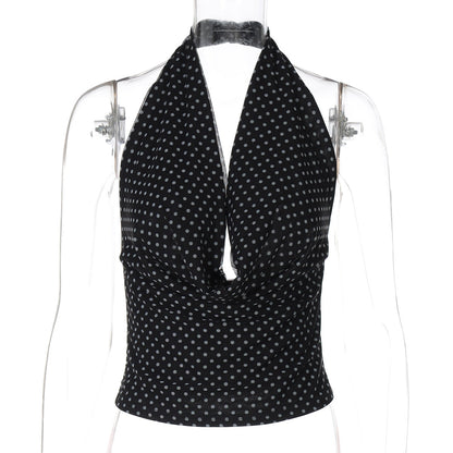 Stylish Polka Dot Sleeveless Backless Top for Women