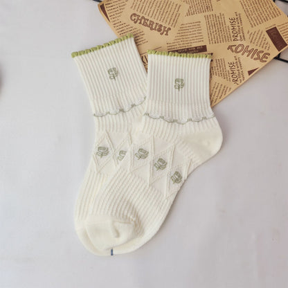 Rufia - Cute Floral Crew Socks