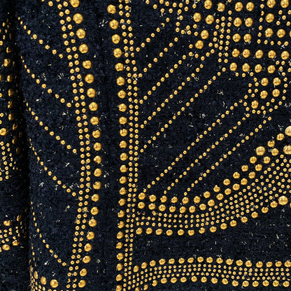 Metal Studded Tweed Jacket Stylish Office Wear
