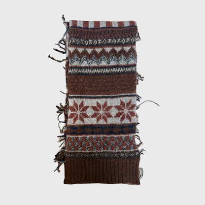Fair Isle Pattern Knit Scarf Women's Retro Wool Blend Winter Accessory