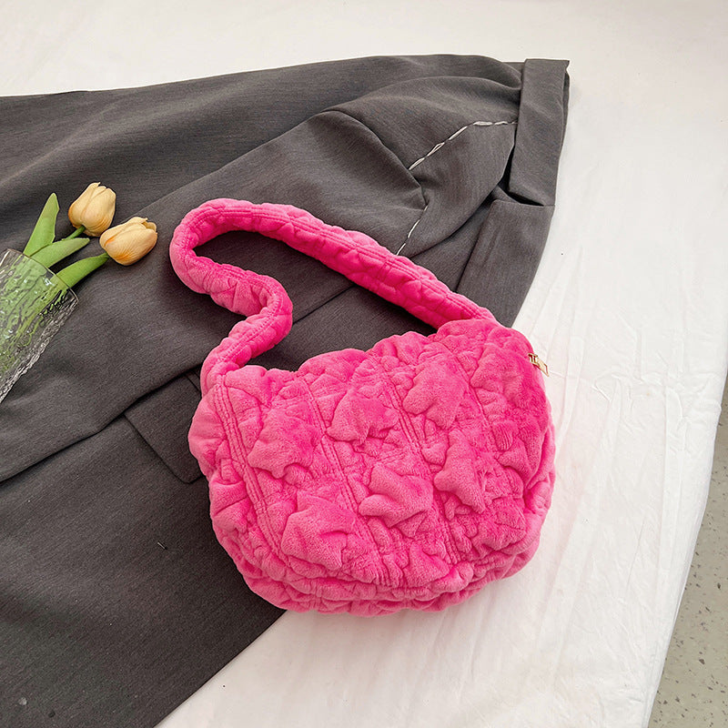 Trendy Velvet Cloud Bag Small Shoulder Bag