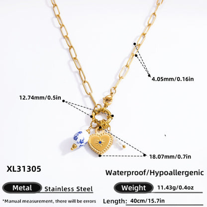 DIY Stainless Steel Heart Pendant Necklace with 18k Gold Plating