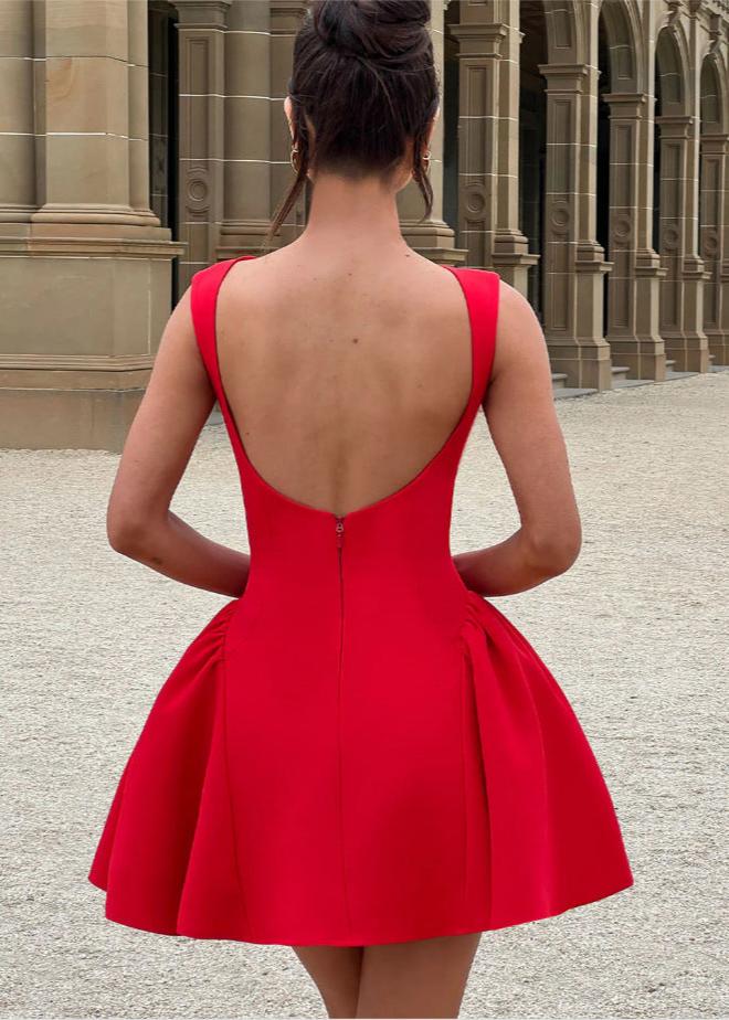 Cocktail Dress High Neckline Flared Skirt