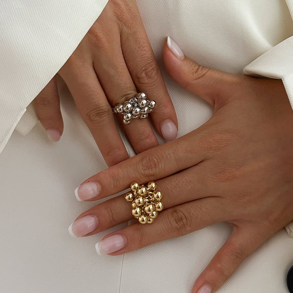 Five-Petal Flower Statement Ring Embellished Metal Wrap Ring