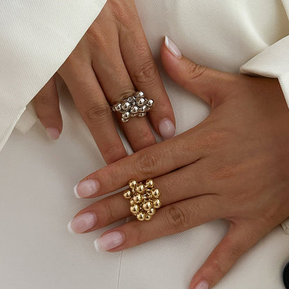 Five-Petal Flower Statement Ring Embellished Metal Wrap Ring