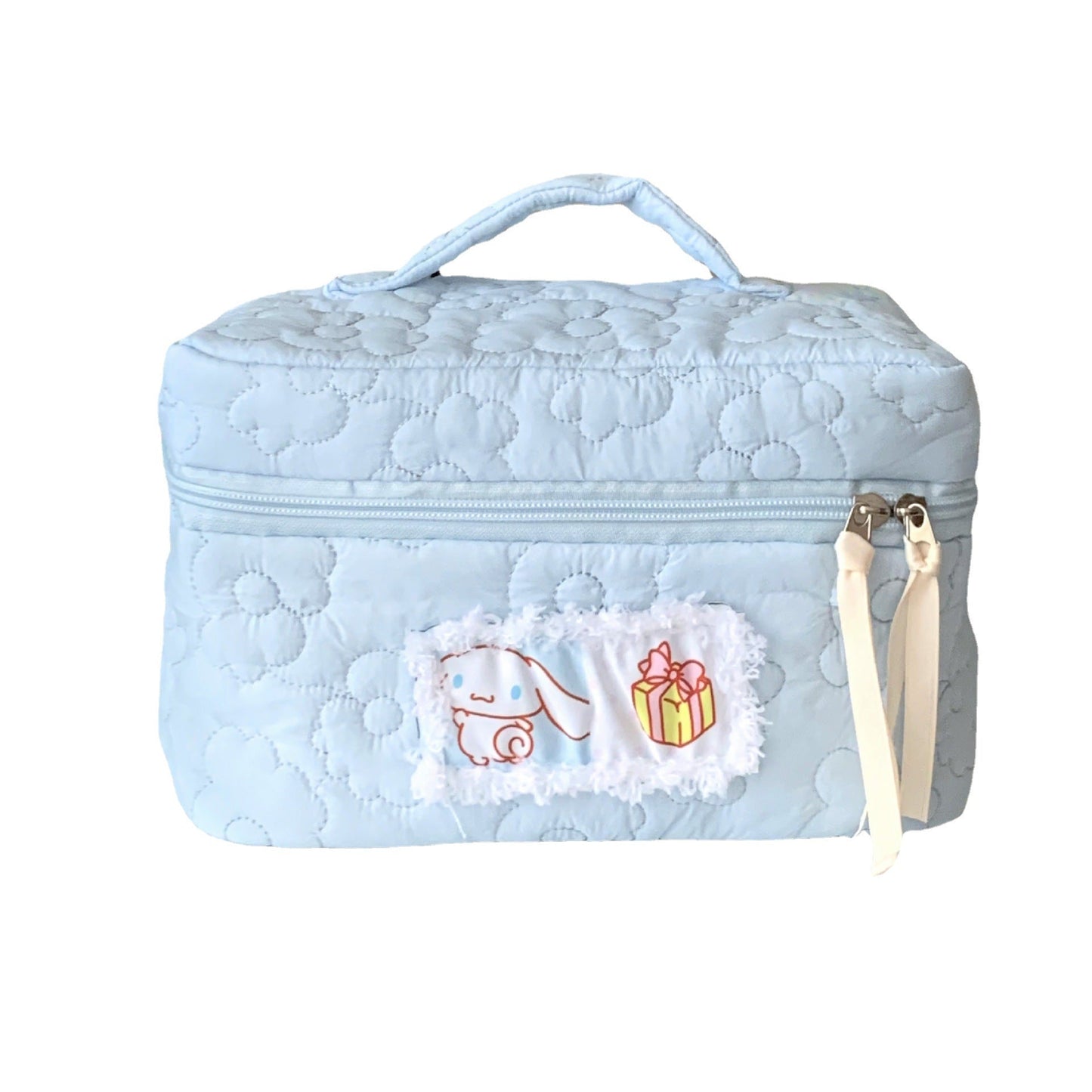 Quilted Patch Cosmetic Bag Cute Portable Large Capacity Bag