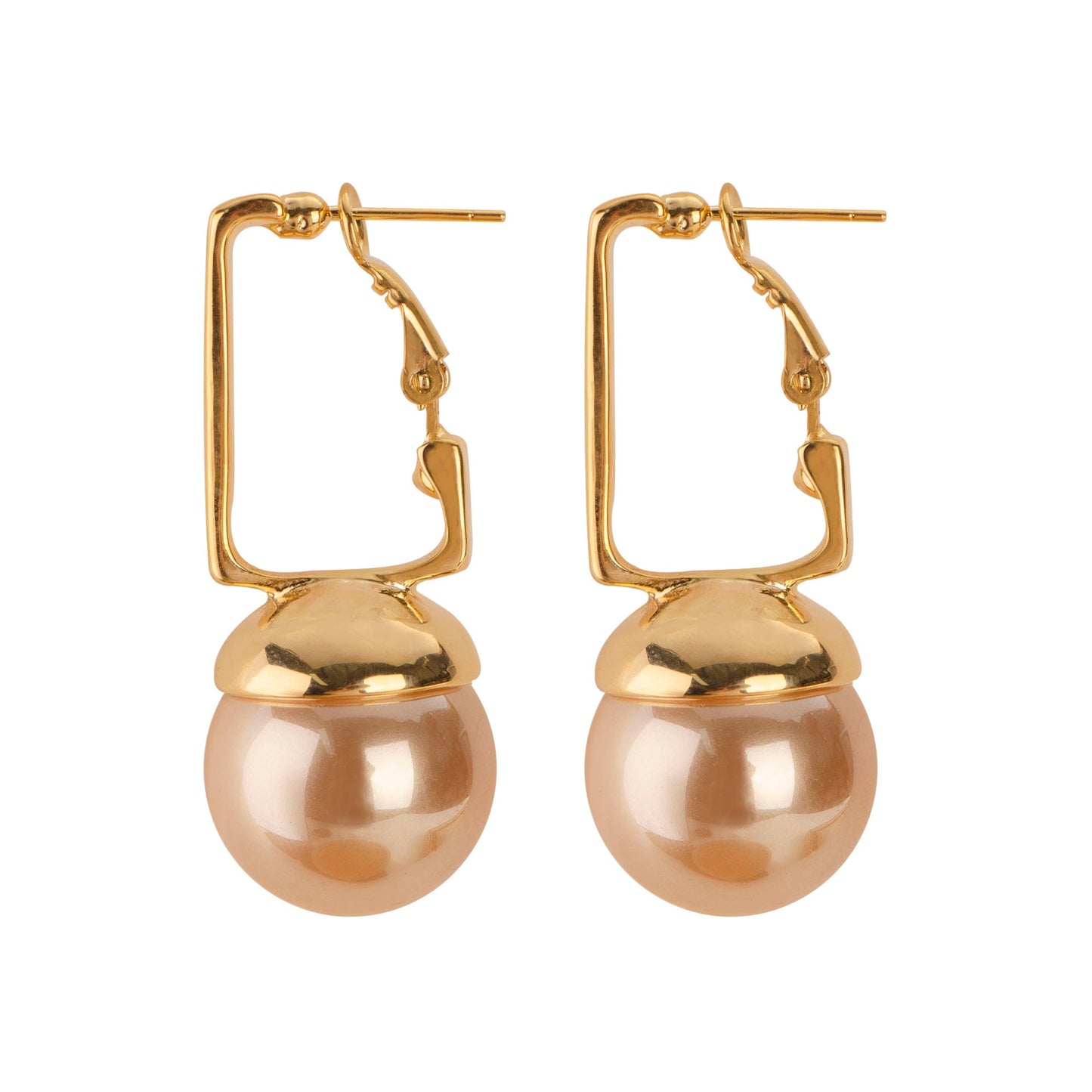 Fashion Pearl Earrings Stylish Geometric Design 925 Silver Needle