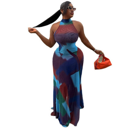 Trendy Color Block Sleeveless Bodycon Dress