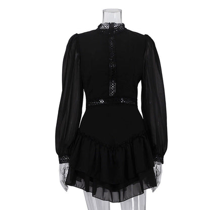 Chic Hollow Design Chiffon Dress with High Waist