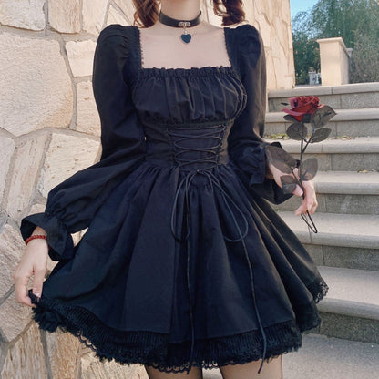 Summer Puff Sleeve Princess Dress with Lace Details