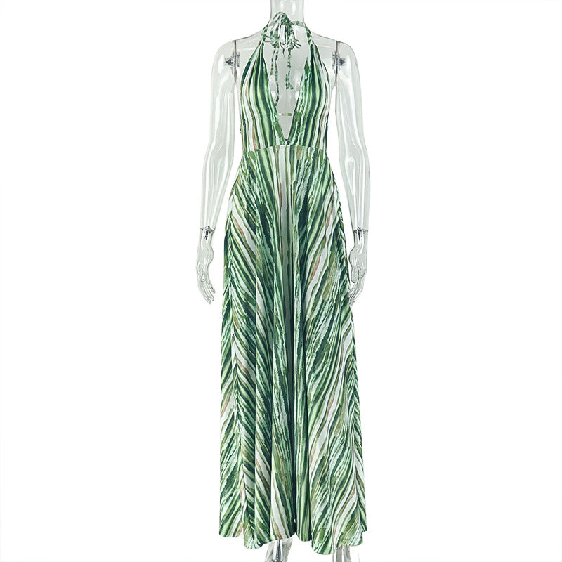 Comfortable V-Neck Backless A-Line Maxi Dress