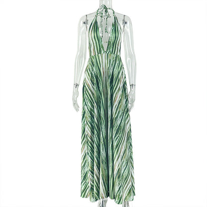 Comfortable V-Neck Backless A-Line Maxi Dress