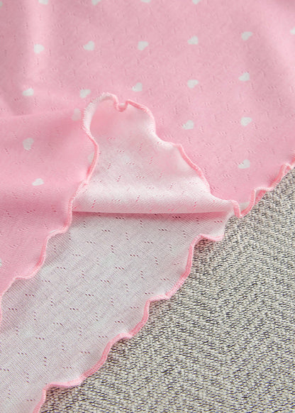 Polka Dot Cotton Lounge Set with Ruffle Hem
