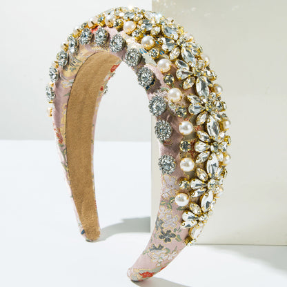 Embroidered Fabric Sponge Headband Vintage Baroque Style Headpiece for Women