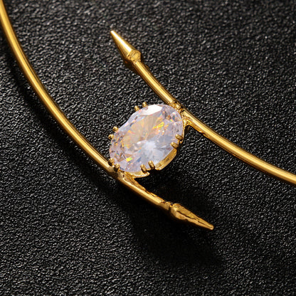 Minimalist Oval Zircon Geometric Choker Necklace