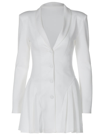 Elegant Deep V Neck Blazer Style Short Dress