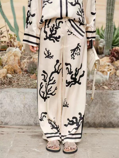 Colorful Floral Print Long Sleeve Casual Set