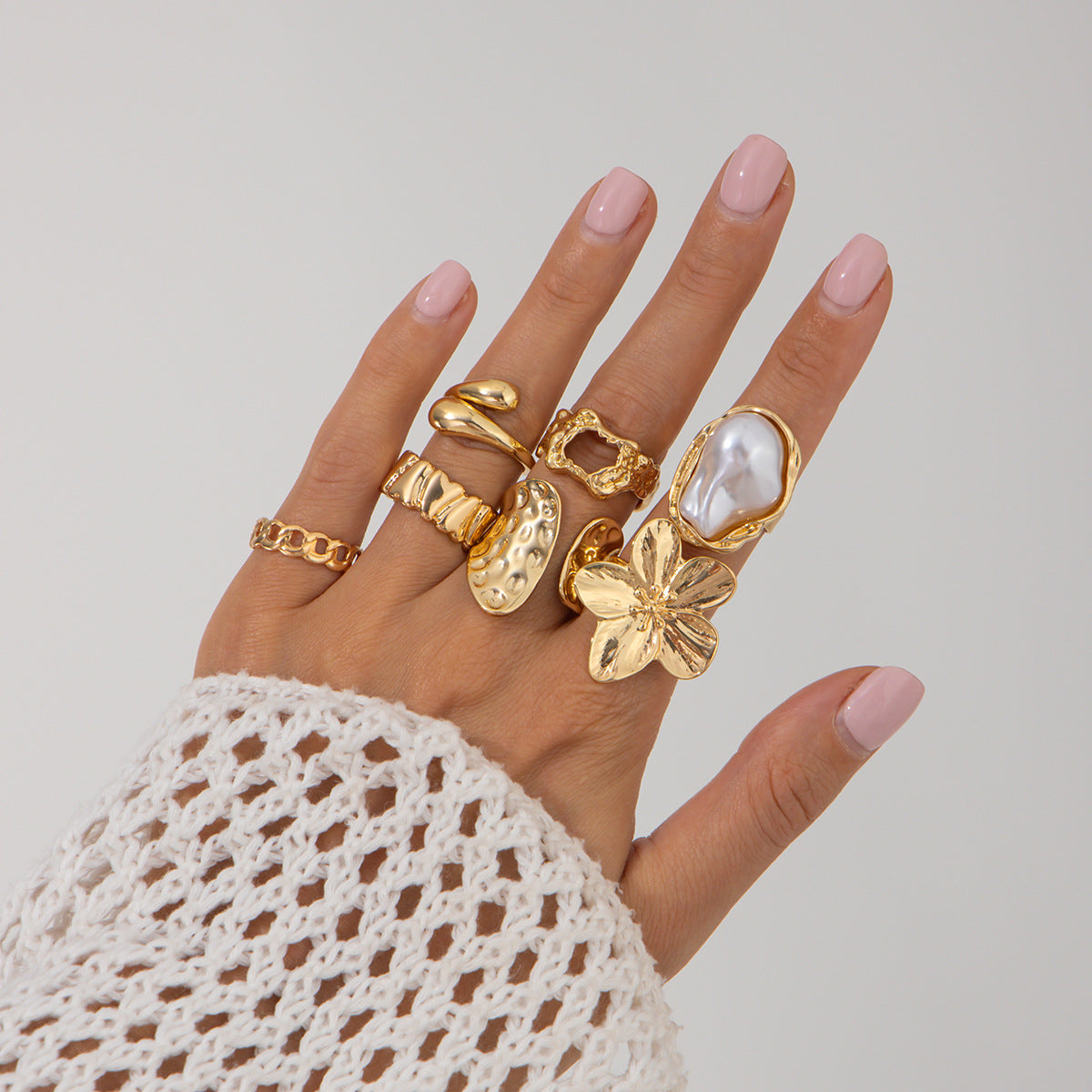 Baroque-Inspired Pearl And Gemstone Ring With Floral Design