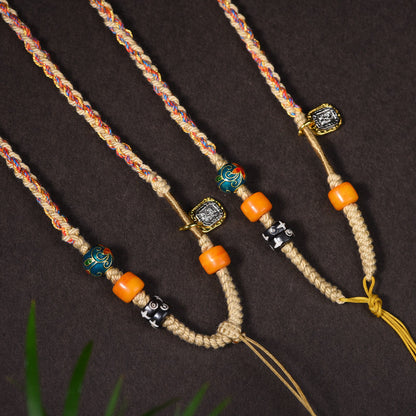 New Tibetan Pendant National Style Thangka Zakiram Necklace New Hand-Woven Pendant Retro And Versatile
