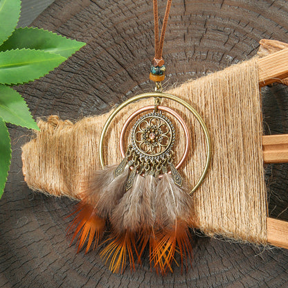 Bohemian Tassel Natural Feather Necklace Ethnic Vintage Jewelry