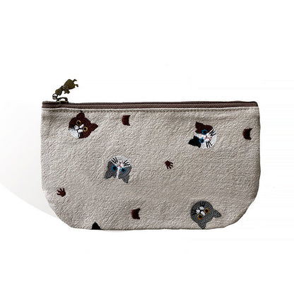 Portable Embroidered Makeup Bag - Cartoon Coin Purse