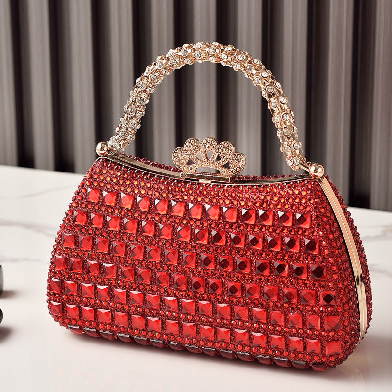 Luxury Rhinestone Evening Clutch Leather Handbag for Parties
