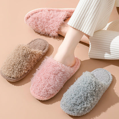 Solid Color Plush Soft Slippers