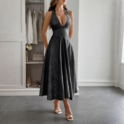 Elegant Halter Neck Long Dress for Women