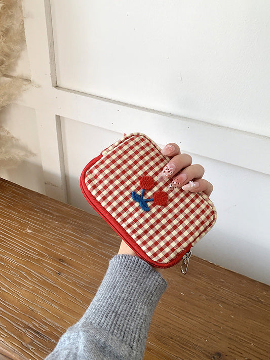 Cherry Pattern Portable Makeup Bag Cute Storage Pouch