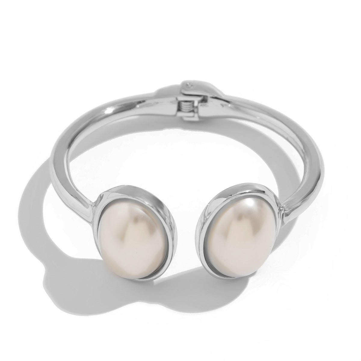 Asymmetrical Pearl Wrinkle Bracelet Alloy Jewelry Set