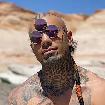 Trendy Round Sunglasses with Unique Double Ring Design