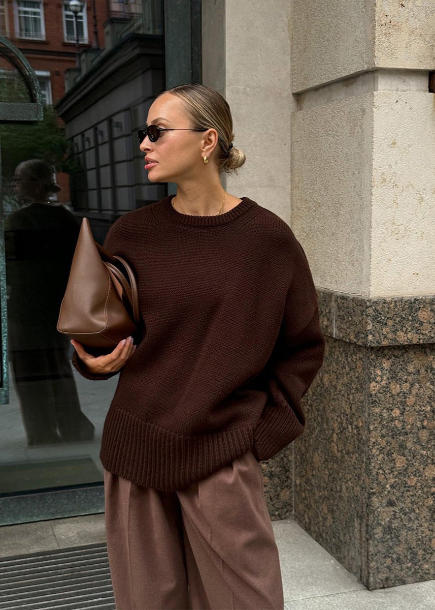 Oversized Knit Sweater Soft Gray Minimalist