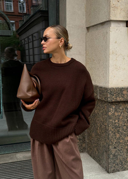 Oversized Knit Sweater Soft Gray Minimalist