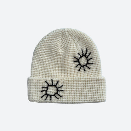 Handmade Embroidered Sunflower Wool Knit Beanie Cap