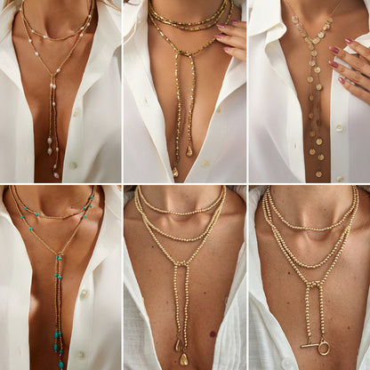 Shiny Cbb Imitation Pearl Beaded Long Necklace With Metal Tassel For Women